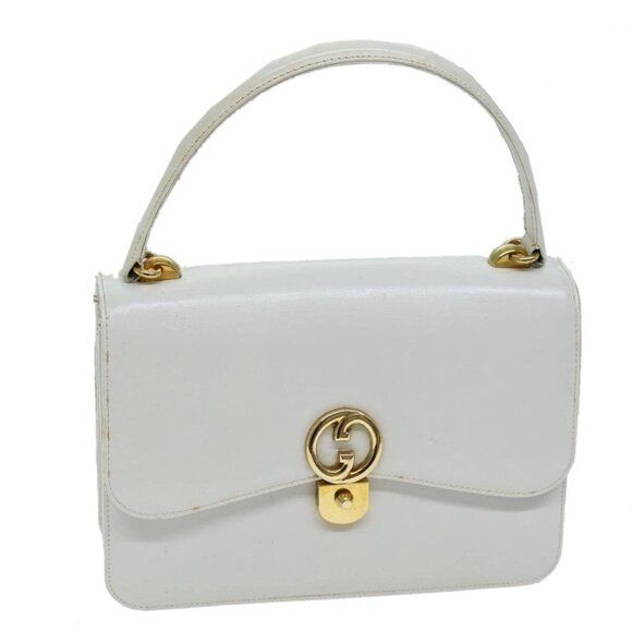 GUCCI Hand Bag Leather White Auth - Picture 11 of 16